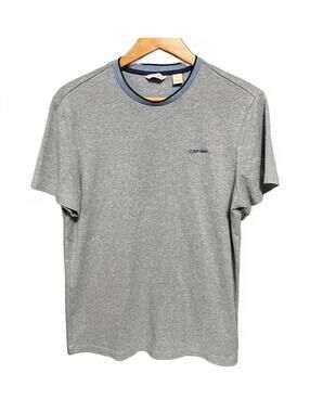 Calvin Klein Men's Navy/Gray Marl Knit Performance Polo Embroidered Logo, Size M